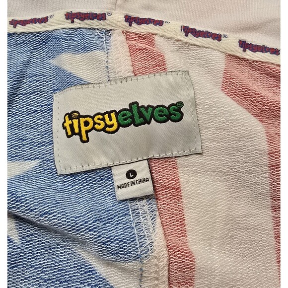 Men's Tipsy Elves American Flag One Piece Jumpsuit Patriotic Hoodie Large - Picture 5 of 6